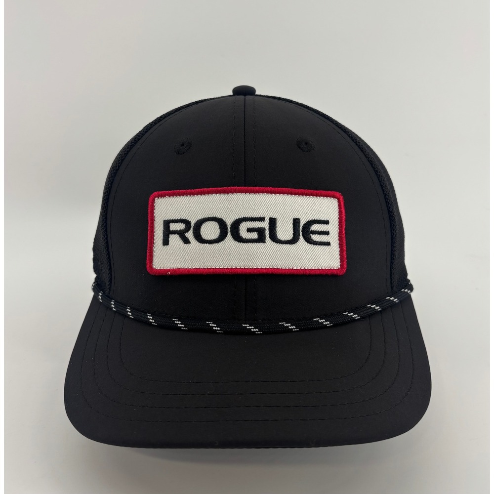 Rogue Fitness Trucker Hat Men's OSFM Black Mesh Snapback Rope Hat